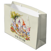 Grand Sac Cadeau Joli gnomes pique-nique ajouter un message (Dos Angle)
