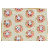 Grand Sac Cadeau Joli lapin de Pâques assis dans le panier (Dos)