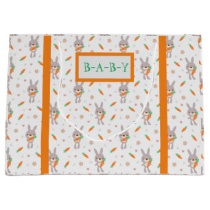 Grand Sac Cadeau Joli lapin Orange Boy Girl