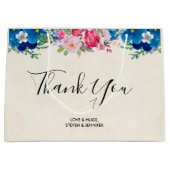 Grand Sac Cadeau Joli Merci de frontière rose et bleu (Devant)