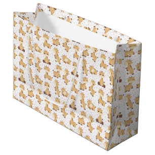 Grand Sac Cadeau joli motif de girafe carrelé