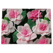 Grand Sac Cadeau Joli motif fleuri rose boho (Devant)