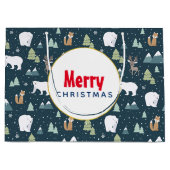 Grand Sac Cadeau Joli Noël Animaux d'hiver Motif rustique (Devant)