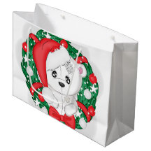 Joli ours blanc dans une couronne de Noël