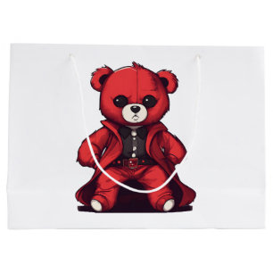 Grand Sac Cadeau Joli ours en peluche rouge garçon