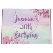 Grand Sac Cadeau Joli Pastel Rose Hydrangea Aquarelle (Devant)