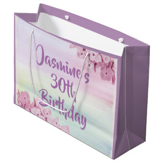 Grand Sac Cadeau Joli Pastel Rose Hydrangea Aquarelle