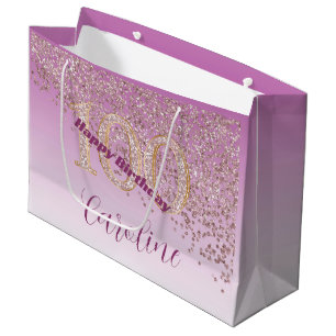 Grand Sac Cadeau Joli Rose Gold Parties scintillant 100e anniversa
