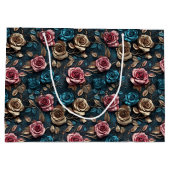 Grand Sac Cadeau Joli Roses d'or rose (Dos)