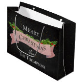 Grand Sac Cadeau Joli | Tableau noir | Joyeux Noël | (Devant Angle)