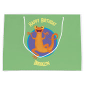 Grand Sac Cadeau Joli triton orangé joyeux (Devant)