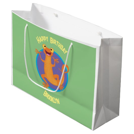 Grand Sac Cadeau Joli triton orangé joyeux (Devant Angle)