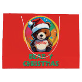 Grand Sac Cadeau Jolie adorable Kawaii Chibi Ours de Noël (Dos)