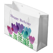 Grand Sac Cadeau Jolie aquarelle florale d'anniversaire (Devant Angle)