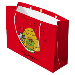 Grand Sac Cadeau Jolie Bee Christmas Drôle Cartoon de vacances