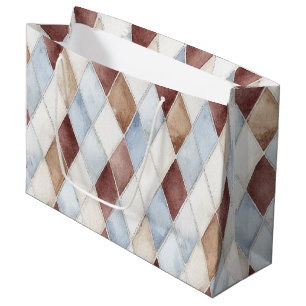 Grand Sac Cadeau Jolie Bleu Crème Brun Brun Diamants Mariage