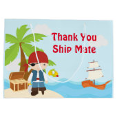 Grand Sac Cadeau Jolie Brunette Pirate Oeil Patch Garçon Anniversai (Dos)