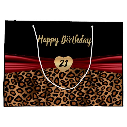 Grand Sac Cadeau Jolie conception Brown de léopard (Dos)