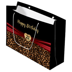 Grand Sac Cadeau Jolie conception Brown de léopard