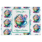 Grand Sac Cadeau Jolie Coupe de Noël d'aquarelle de cacao chaud (Devant)