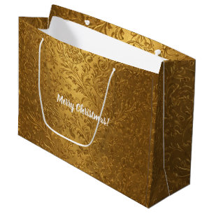 Grand Sac Cadeau Jolie élégance Victorian Gold Floral Noël