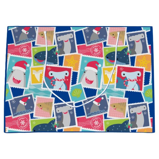 Grand Sac Cadeau Jolie espèce de requin Noël (Devant)