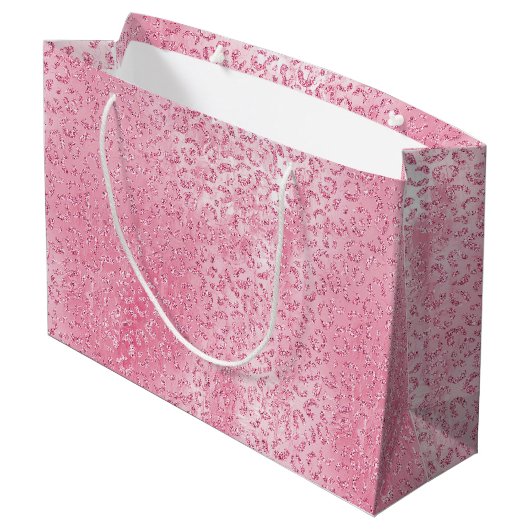 Grand Sac Cadeau Jolie fille sucre Parties scintillant rose léopard (Dos Angle)