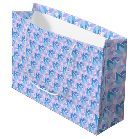 Grand Sac Cadeau Jolie Fleur violette Bleue (Devant Angle)
