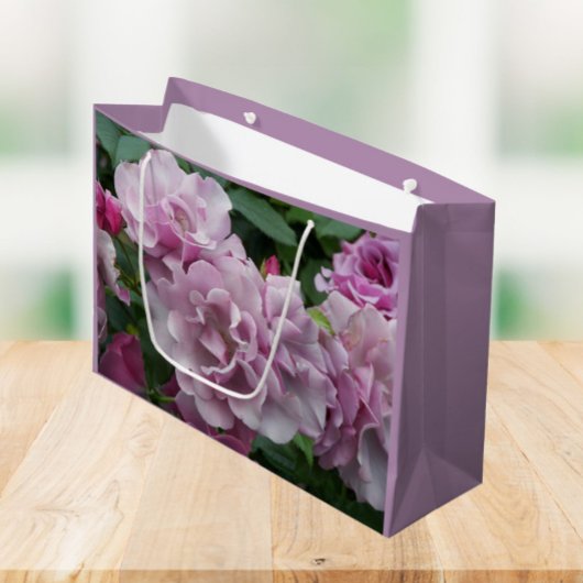 Grand Sac Cadeau Jolie florale Rose violette