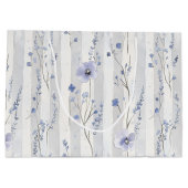 Grand Sac Cadeau Jolie Lavande Fleurs Blanches Rayures Mariage (Dos)