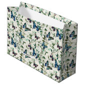 Grand Sac Cadeau Jolie Mariage Papillons Bleus (Devant Angle)