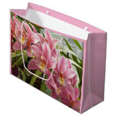 Grand Sac Cadeau Jolie Orchidées rose Cymbidium Floral (Devant Angle)