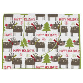 Grand Sac Cadeau Jolie Reindeer Noël Joyeuses Vacances Rustiques (Devant)