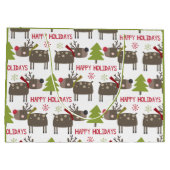Grand Sac Cadeau Jolie Reindeer Noël Joyeuses Vacances Rustiques (Dos)