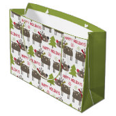 Grand Sac Cadeau Jolie Reindeer Noël Joyeuses Vacances Rustiques (Dos Angle)