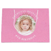 Grand Sac Cadeau Jolie Rose Anniversaire Princesse Tiara Simple (Devant)