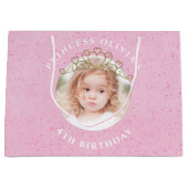Grand Sac Cadeau Jolie Rose Anniversaire Princesse Tiara Simple (Devant)