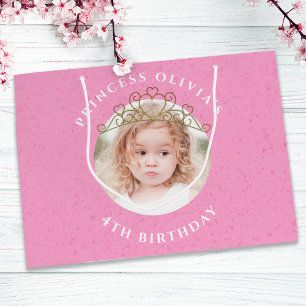 Grand Sac Cadeau Jolie Rose Anniversaire Princesse Tiara Simple
