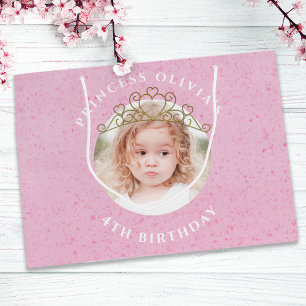 Grand Sac Cadeau Jolie Rose Anniversaire Princesse Tiara Simple