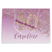 Grand Sac Cadeau Jolie Rose Parties scintillant d'or à tomber 40e a (Devant)