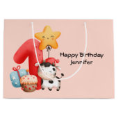 Grand Sac Cadeau Jolie vache 1er anniversaire (Devant)
