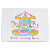 Grand Sac Cadeau Jolies filles carrousel cheval fête (Devant)