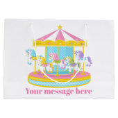 Grand Sac Cadeau Jolies filles carrousel cheval fête (Dos)