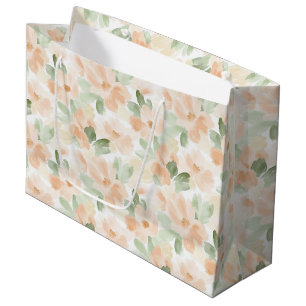 Grand Sac Cadeau Jolies Fleurs de Pêche pour une Baby Shower