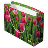 Grand Sac Cadeau jolies fleurs fraîches de tulipe rose printemps (Dos Angle)