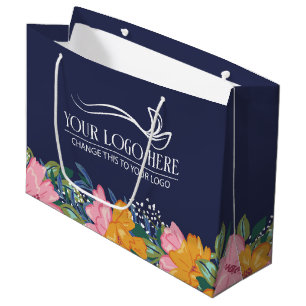 Grand Sac Cadeau Jolies fleurs roses jaunes pour le logo de votre e