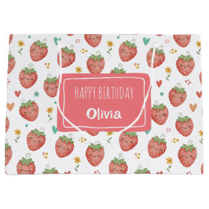 Grand Sac Cadeau Jolies fraises Kawaii