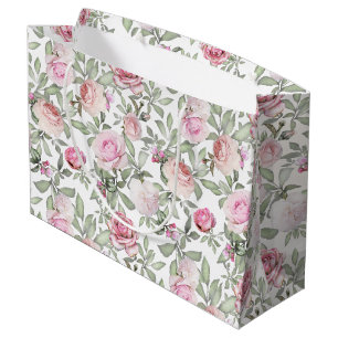 Grand Sac Cadeau Jolies roses roses féminines aquarelle