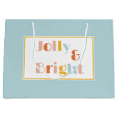 Grand Sac Cadeau Jolly et Bright Solide Bleu clair Noël (Devant)