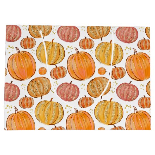 Grand Sac Cadeau Jote Fall citrouille saisonnier carrelé (Dos)